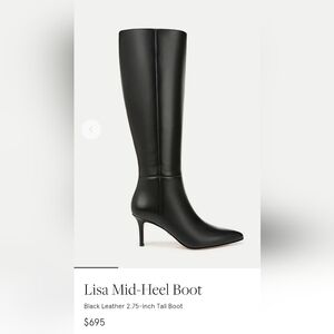 Veronica Beard Black Leather Knee-High Lisa Women's Boots 7.5